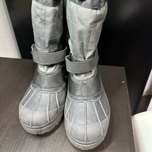 Columbia Powderbug Plus II Black/Gray Waterproof Snow Boots Youth 5 Womens 6 EUC